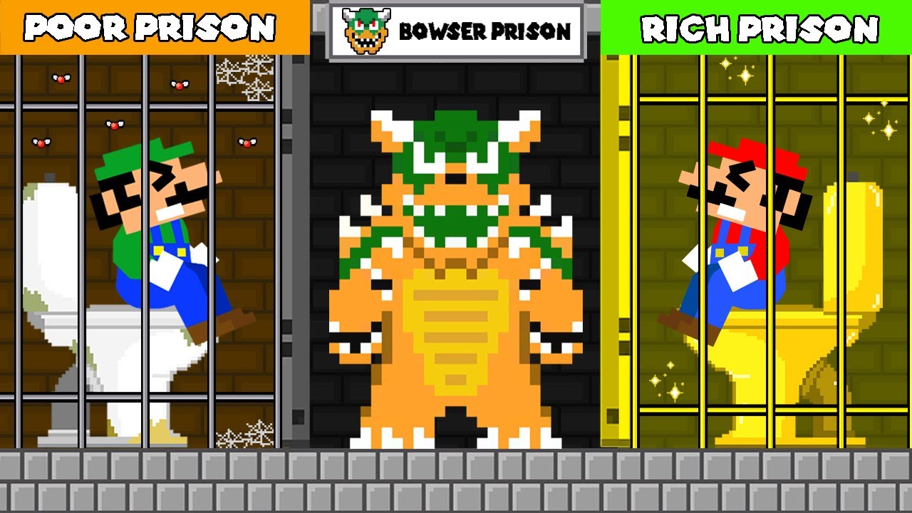 Toilet Prank: Mario and Luigi Challenge Poor vs Rich Bowser Prison Escape | Game Animation