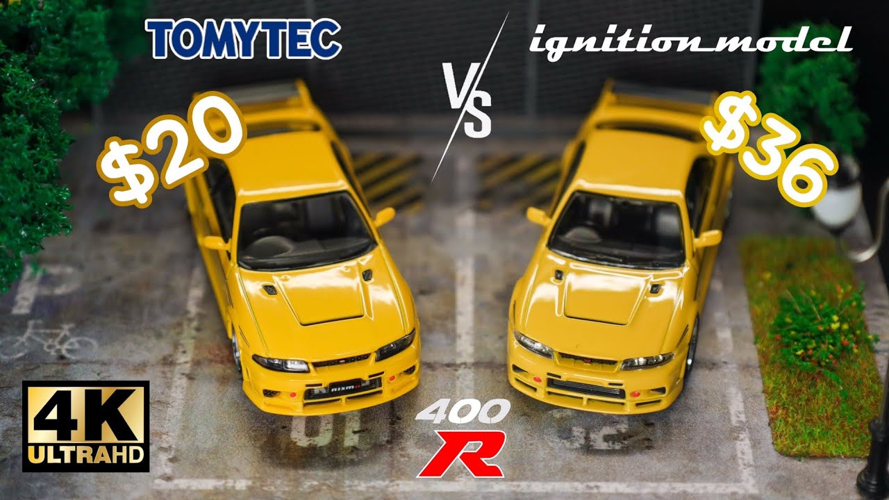 Tomytec Vs Ignition Model 1:64 - NISSAN SKYLINE GT-R R33 400R Yellow l Cinema Shot 4K Die-cast