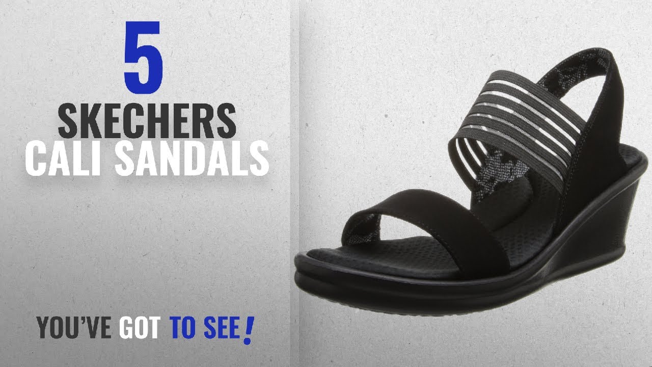Top 5 Skechers Cali Sandals [2018]: Skechers Cali Women's Rumblers Sci-Fi Wedge Sandal,Black,9 W US