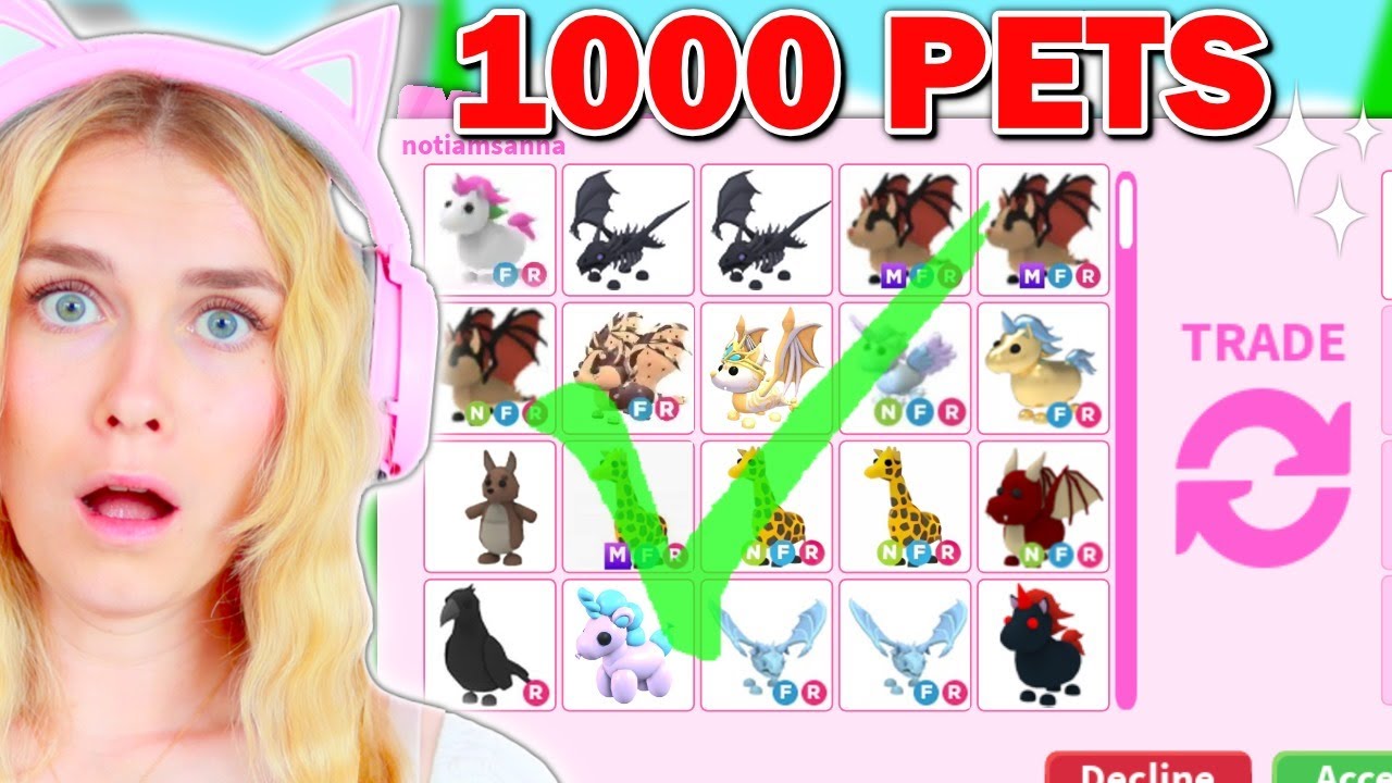Trading 1,000 PETS In adopt Me! (Roblox)
