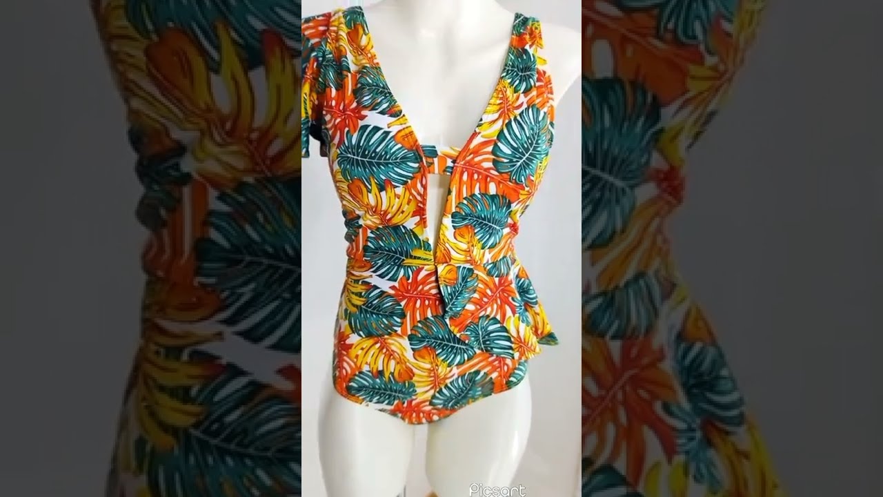 Traje De Baño Completo Cintura Alta Con Olanes Bikini Playa-GirlBoss