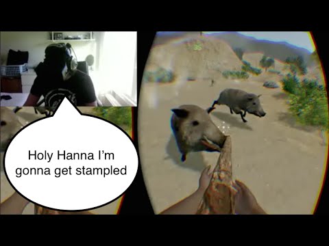 Trampled down by a animals in Virtual Reality