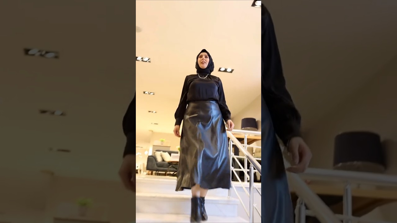 türbanlı deri etek