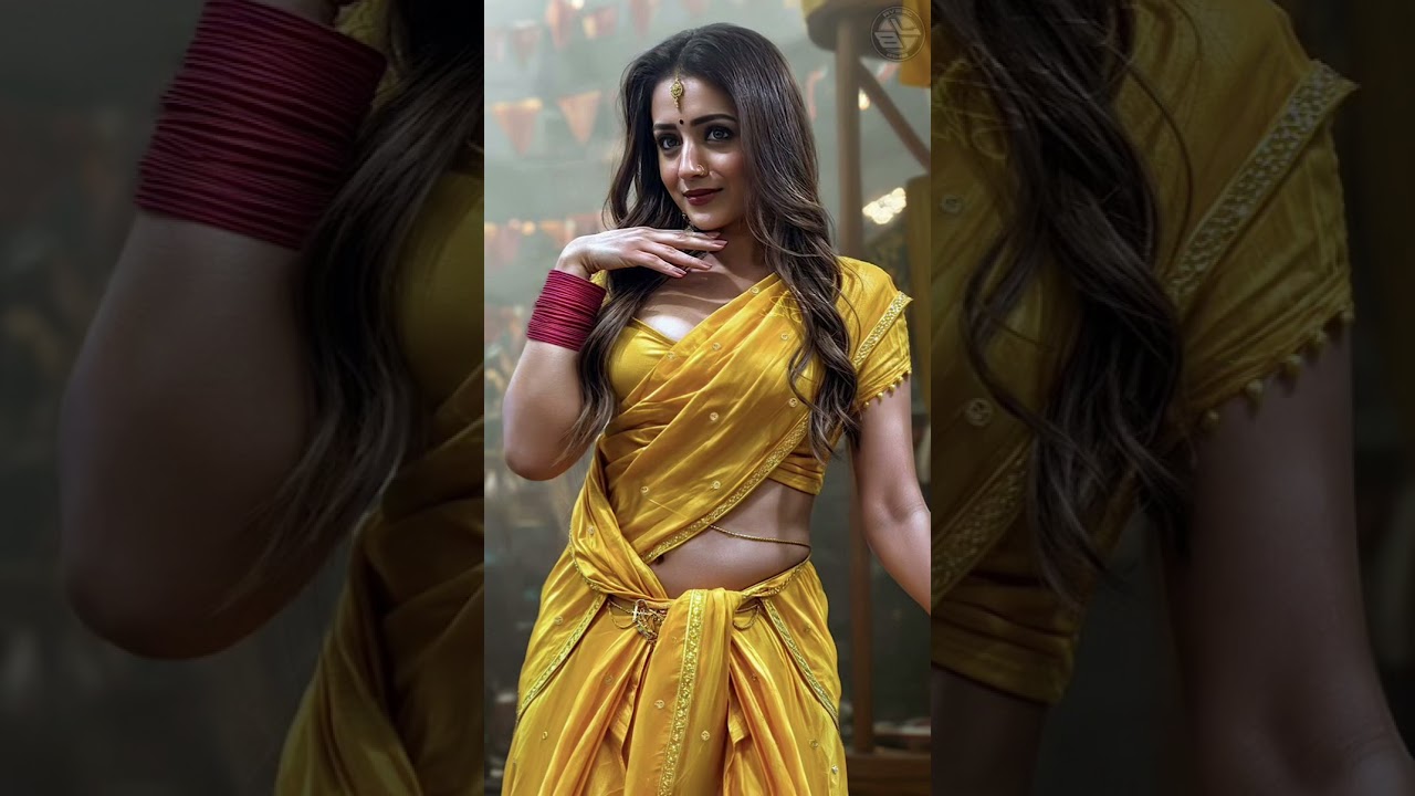 Trisha hot yellow saree goat film thalapathy vijay