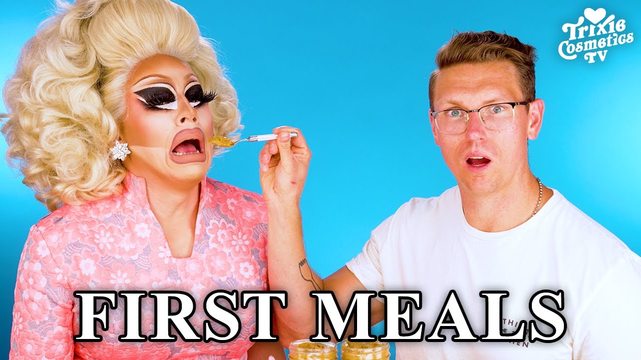 Trixie and Mythical Kitchen's Josh Scherer Try Their FIRST MEALS | Taste Testing Baby Food!