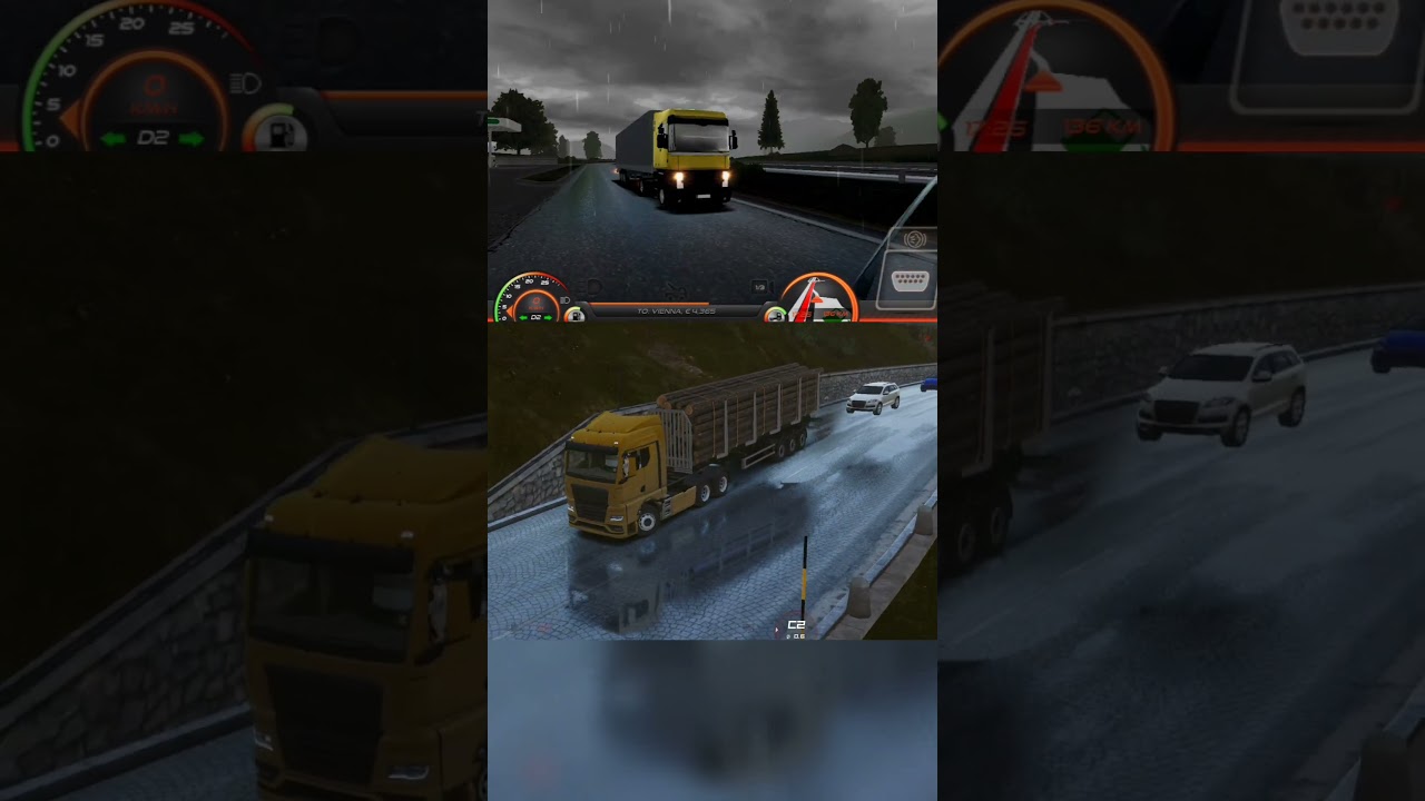 Truckers of Europe 2 vs Truckers of Europe 3 rain effects #toe3 #toe2 #toe3update comparison