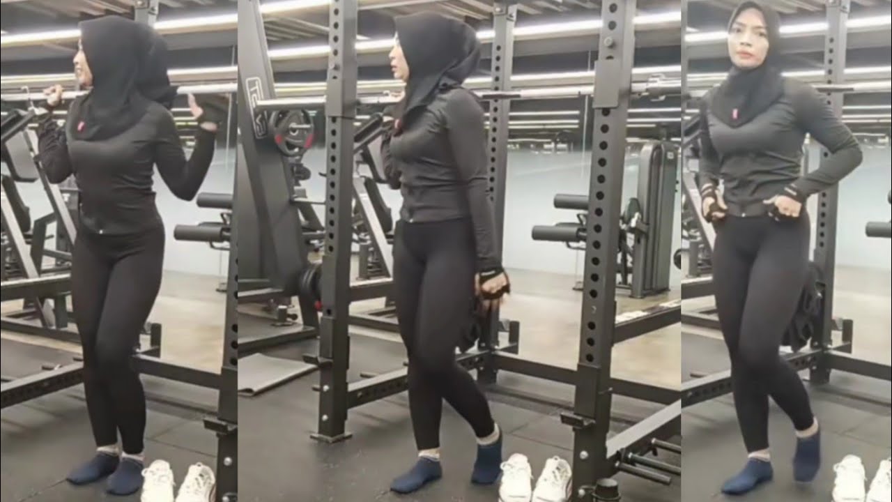 Try On Hijab Style Legging Set Gym Ketat Melar
