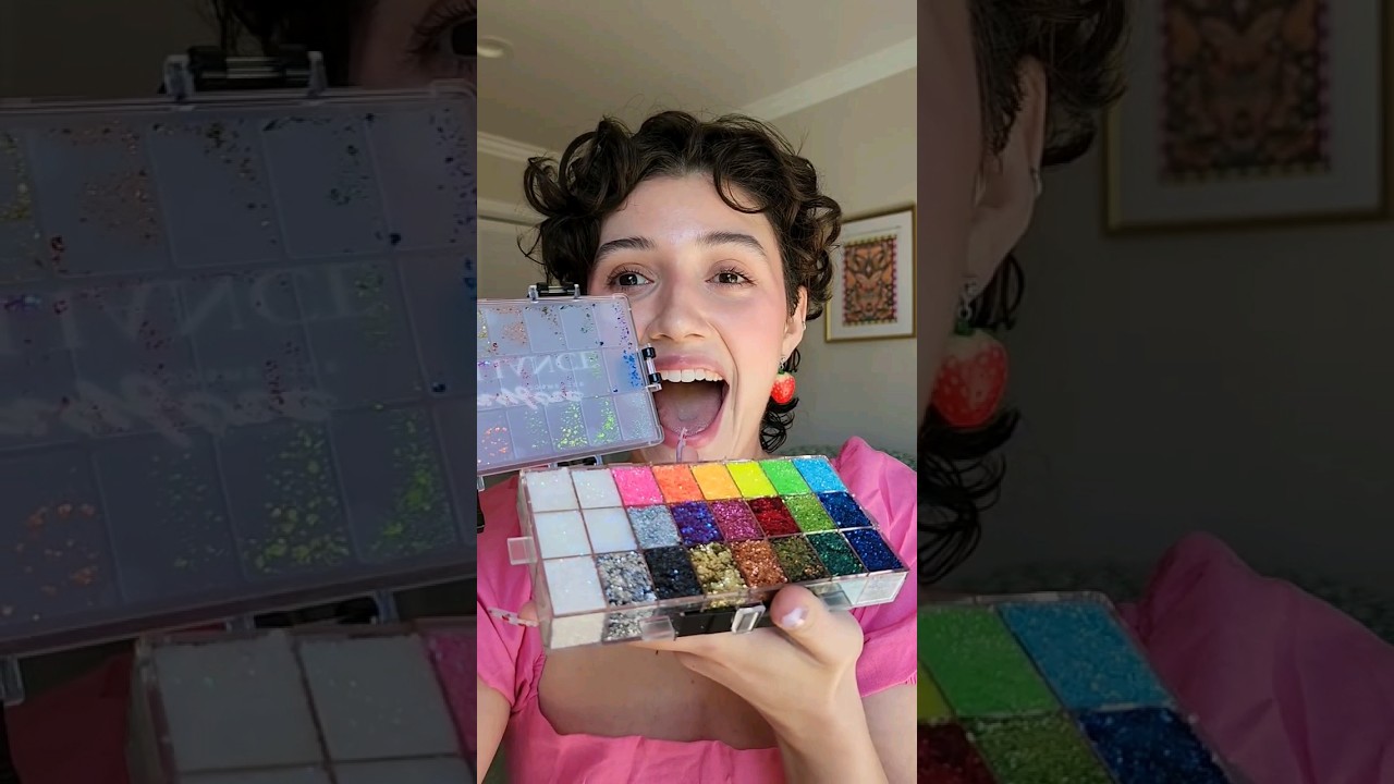 Trying a $180 Glitter Palette 🥹💖 #asmr #makeupshorts #glitter