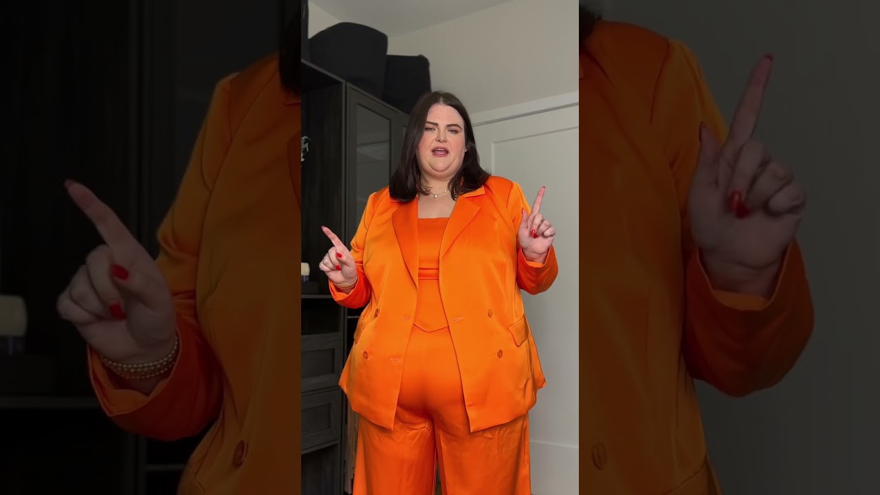 Trying a plus size orange suit! Should I keep it? #plussizefashion #plussize #summer #ootd