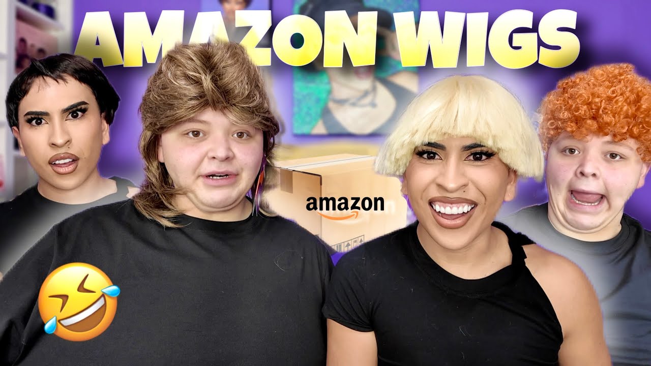 trying FUNNY AF Amazon WIGS!! with ADAMRAYOKAY | Louie's Life