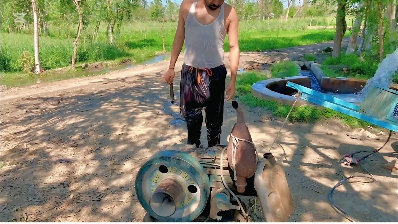 Tubewell Swimming |Tubewell Bathing ||Diesel Engine Start up 😜big banana 🍌