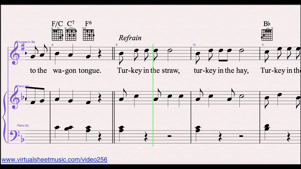 Turkey in the Straw from Thanksgiving Collection - Trumpet and Piano Sheet Music Video Score