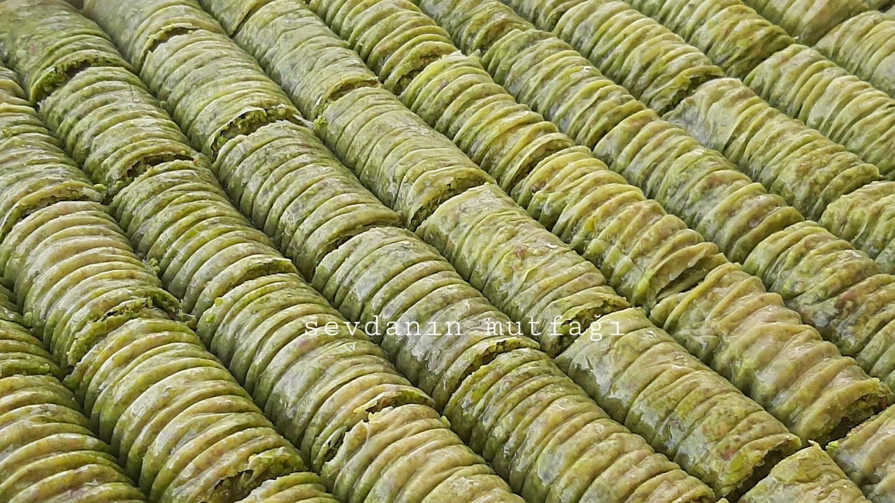 Turkish baklava with pistachio .. perfect wrapped baklava