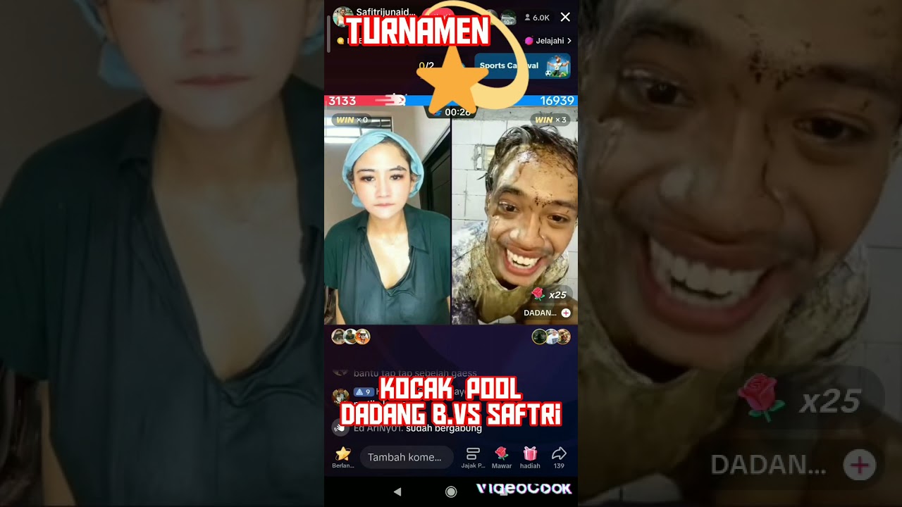 TURNAMEN;Dadang kocak pool ,Sampek Safitri lepas HB..😄