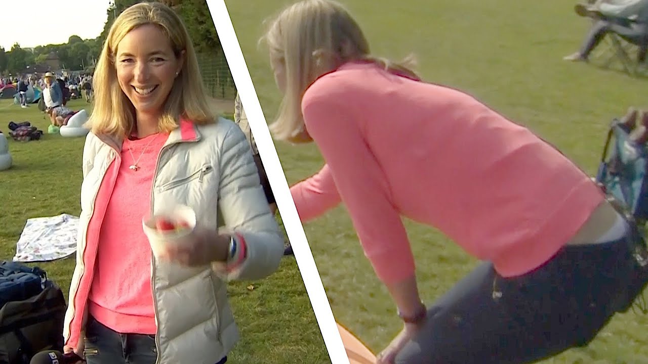 TV presenter Fiona Lamden wearing jeans at Wimbledon 2023