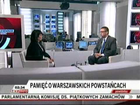 TVP INFO. Wywiad z Janem Ołdakowskim. 67. rocznica wybuchu Powstania Warszawskiego.