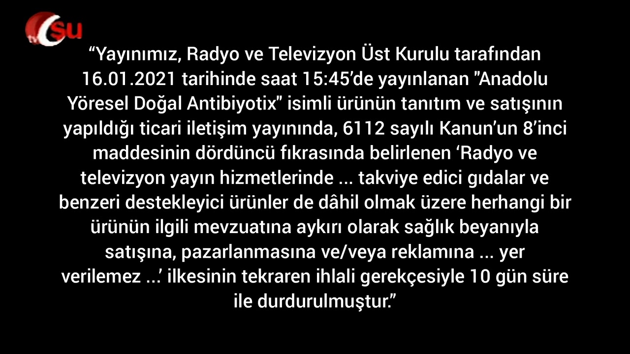 Şu TV - Yayın Durdurma Cezası (2021)