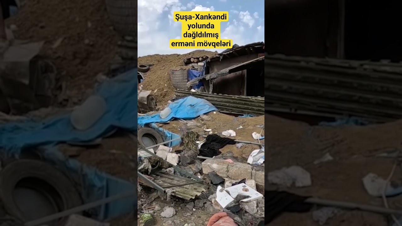 Şuşa-Xankəndi yolunda dağıdılmış erməni mövqeləri
