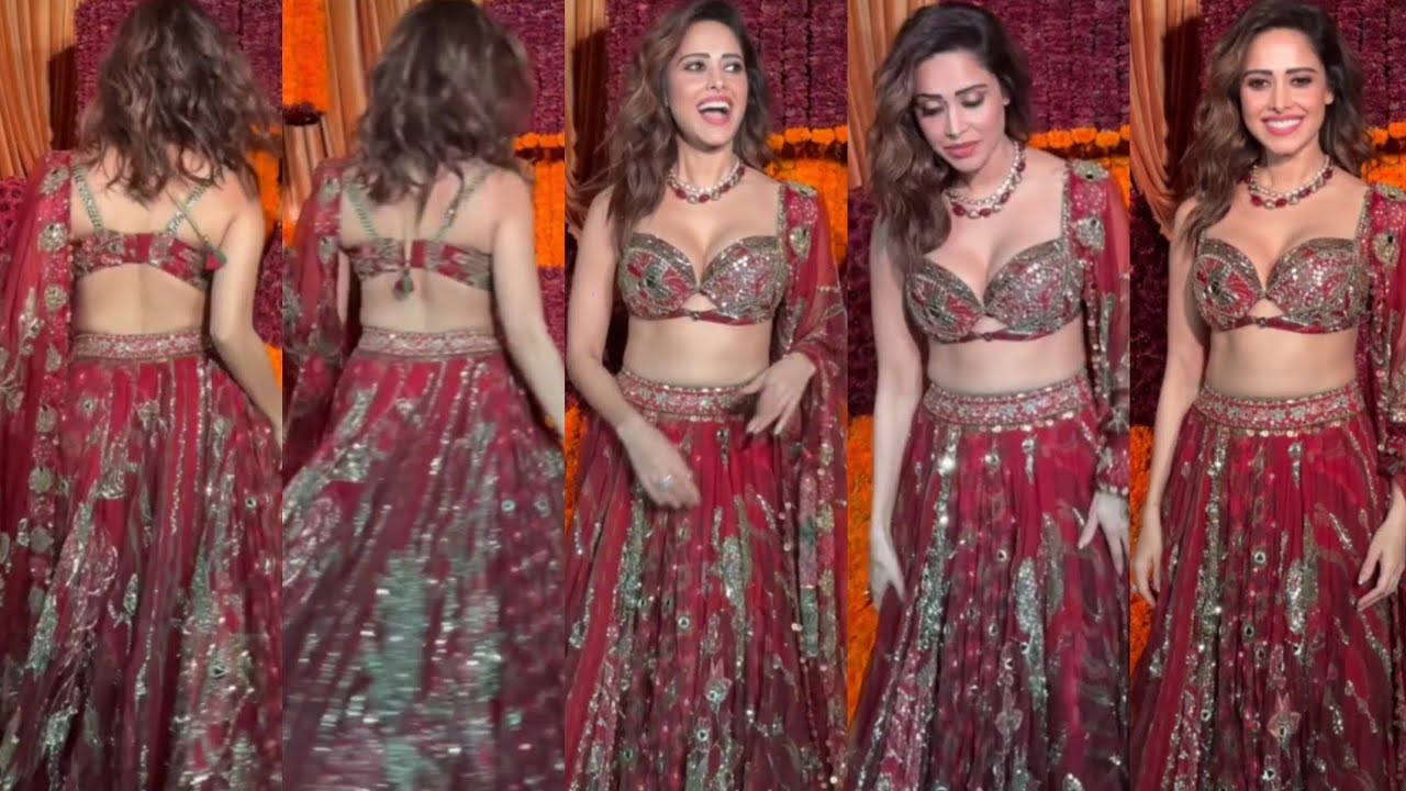 Uff Soo HOt 🔥🥵 Nushrat Bharucha FlaunNts Her Huge Figure In Red Lehanga Choli With Deep Neck Blouse