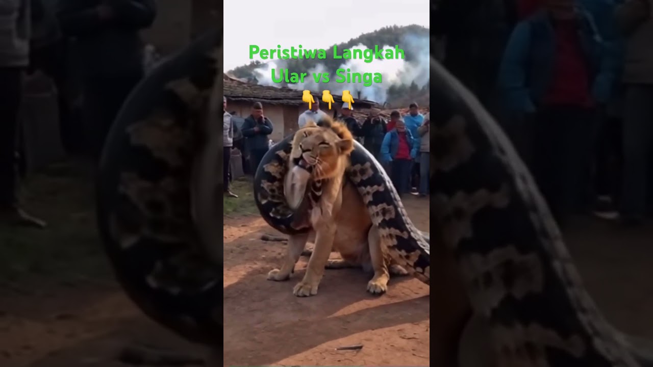Ular vs Singa #ularphiton #singa #hewanlangka #animals