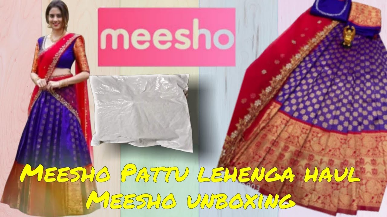 UNBOXING Meesho 😱BEAUTIFUL HOT UNSTICHED  HALF SAREE  LEHNGHA 👍