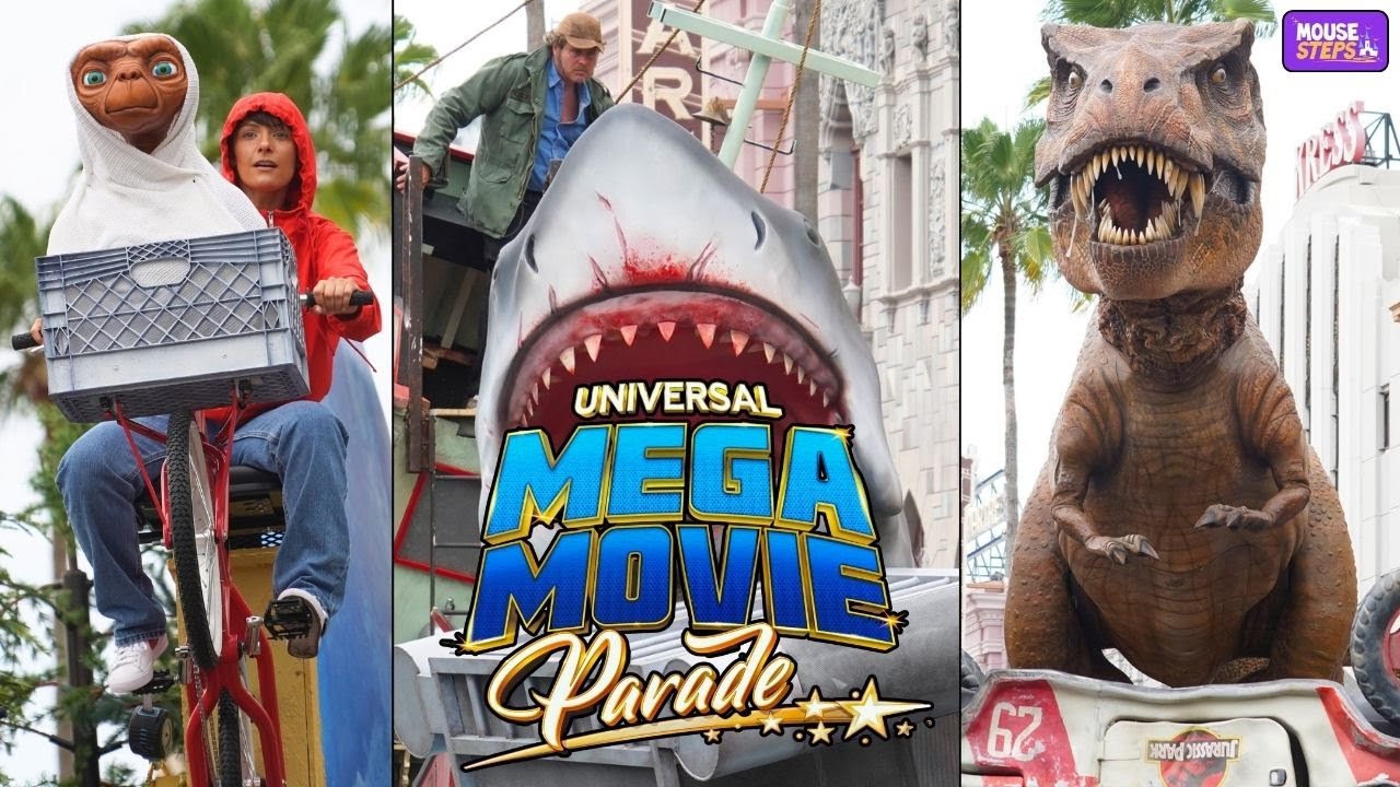 Universal Mega Movie Parade 4K - TWO Parade Angles with BOTH Sides - Universal Orlando Resort