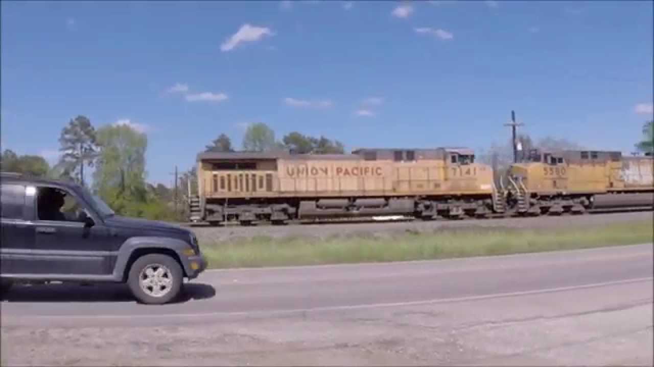 UP 6076 GE AC4400CW-CTE leads lone tank train with 2 DPU's on UP Navasota Sub Spring TX 3/29/2015