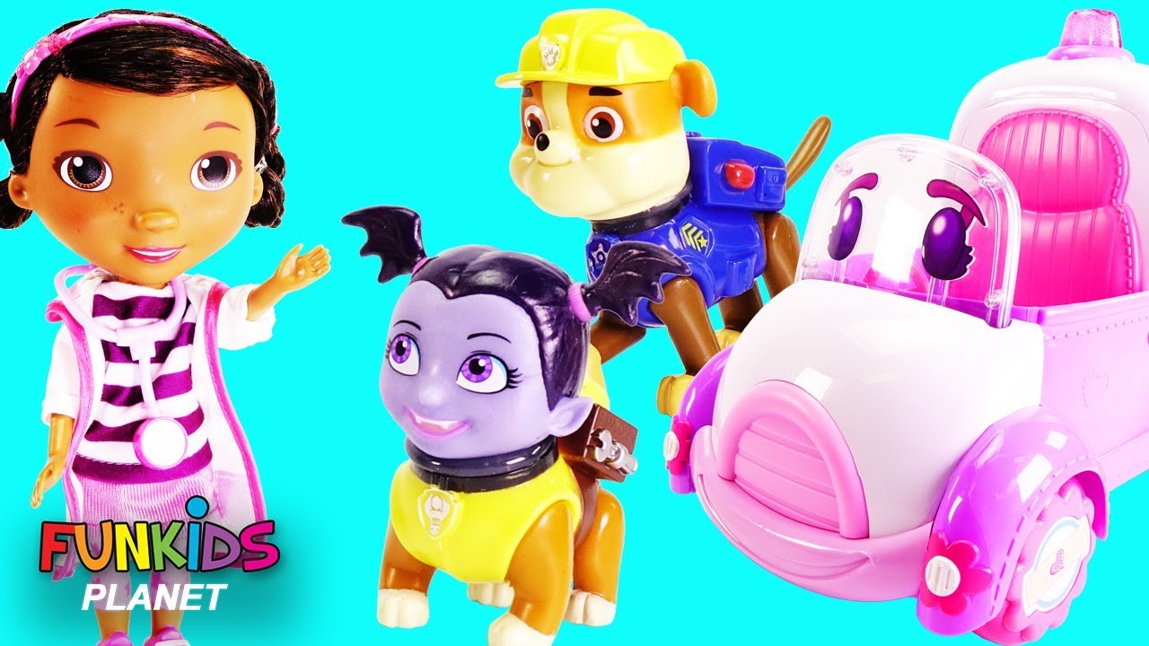 Vampirina Wrong Heads with Paw Patrol Doc McStuffins & Rosie to The Rescue Ambulance