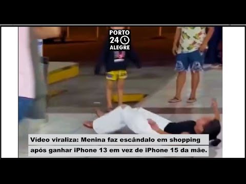 Vídeo viraliza: Menina faz escândalo em shopping após ganhar iPhone 13 em vez de iPhone 15 da mãe.
