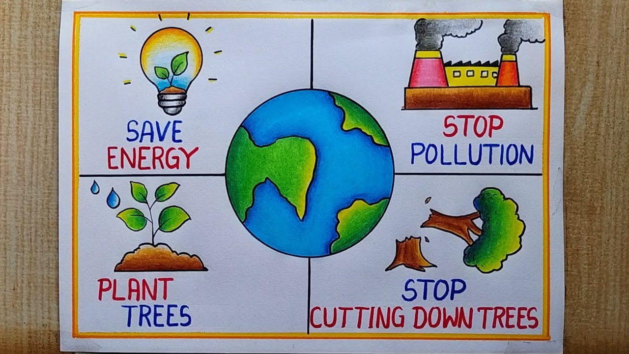 Very easy Earth Day drawing| Earth Day poster drawing| Save Earth Poster| Save Environment Poster