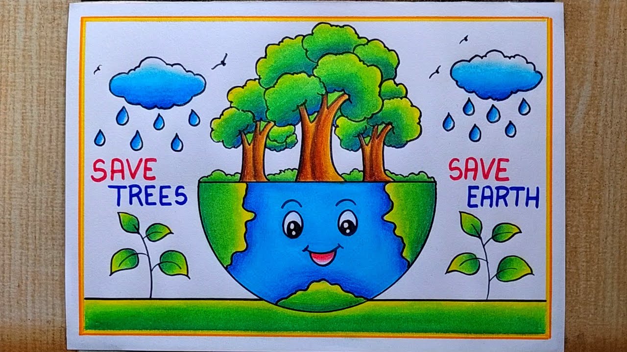 Very nice Earth Day drawing| Earth Day poster drawing| Save Earth Poster| Save Environment Poster
