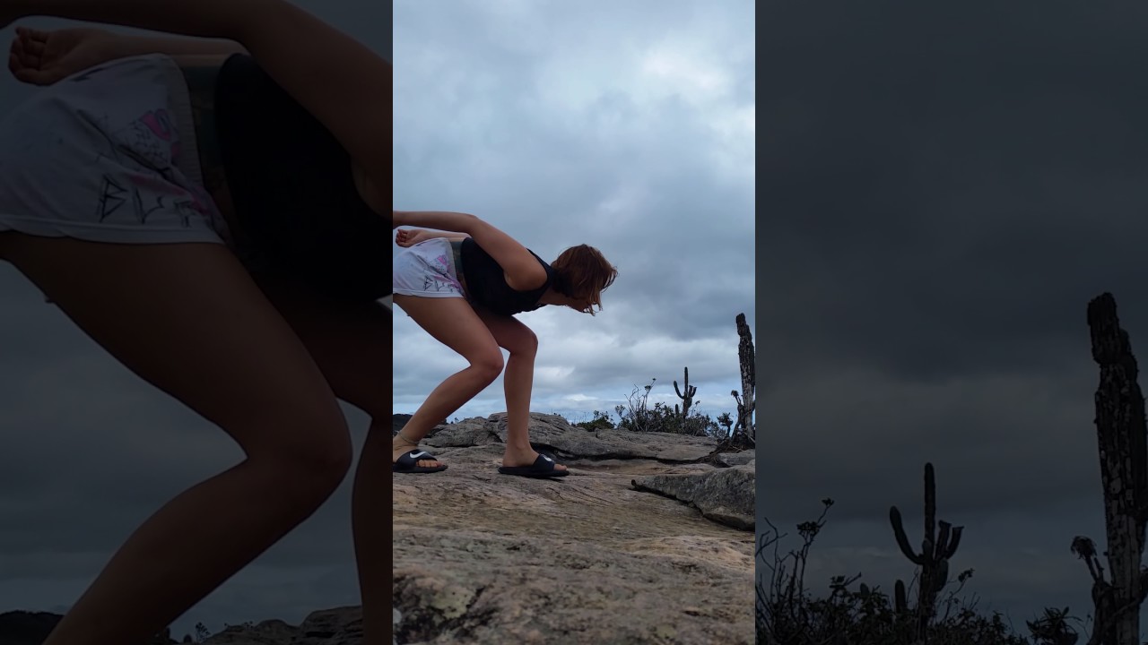 very skilled Brazilian girl jumps from stone and face death challenge