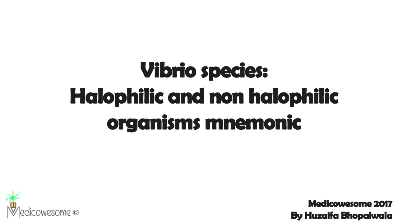 Vibrio species: Halophilic and non halophilic vibrio mnemonic
