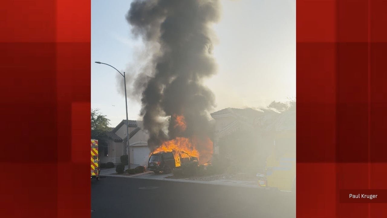 Viewer video shows firefighters respond to southwest Las Vegas house fire