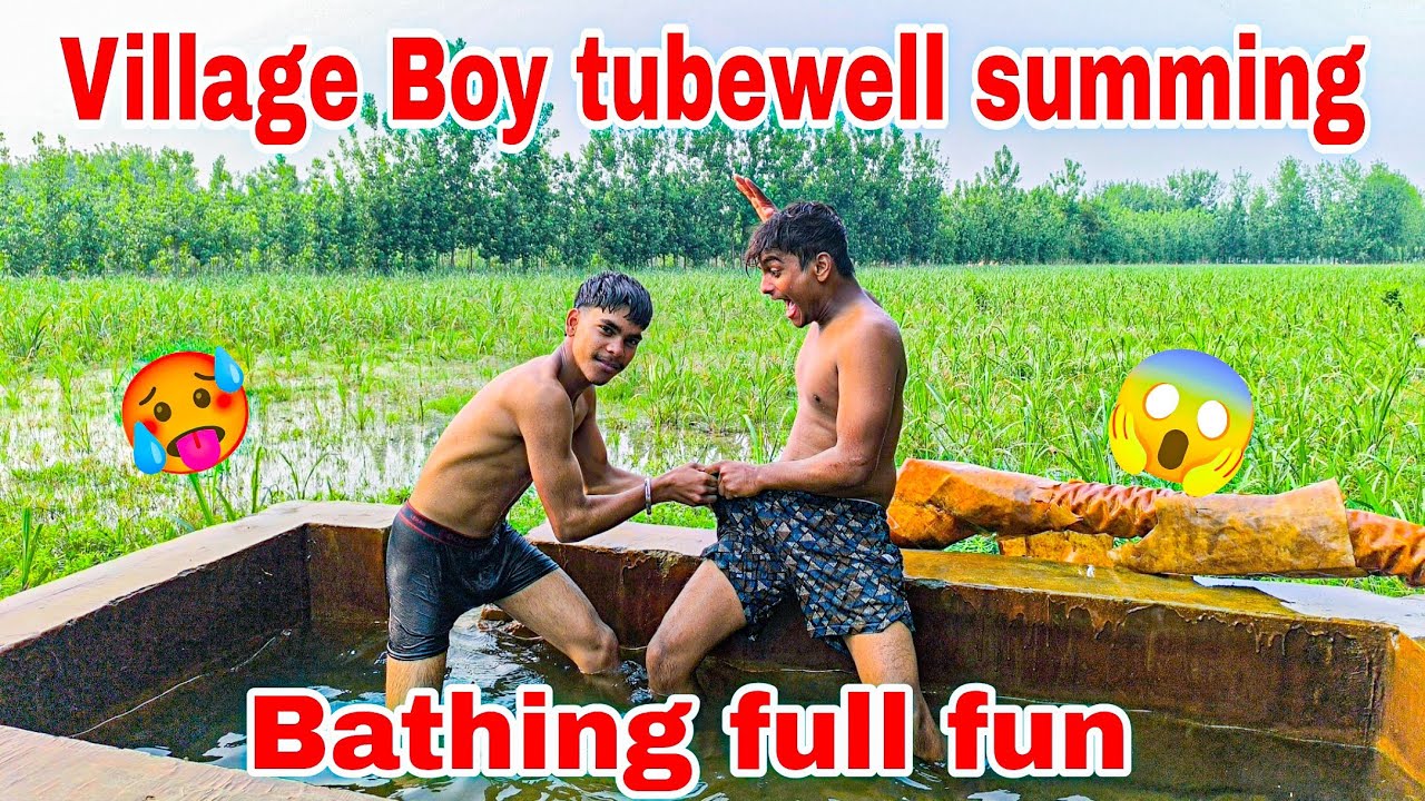 Village boy tubewell bathing | tubewell swimming hot vlog | tubewell swimming vlog