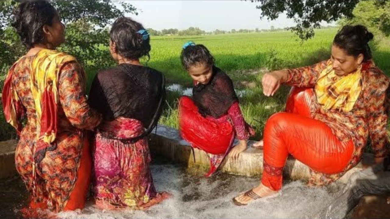 Village Girl Bathing and Swimming _ Tubewell Vlog Resham Daily Routine