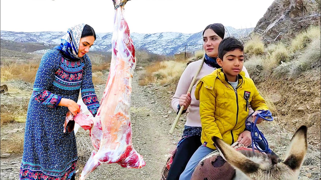 Village Lifestyle Iran: Amazing Cooking & Donkey Riding By A Girl