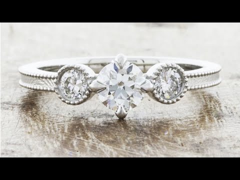 Vintage Inspired 0.50ct Round Diamond Three Stone Engagement Ring - Claritza