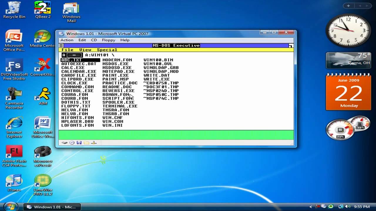Virtual PC: Windows 1.01
