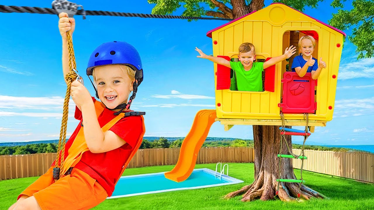 Vlad and Niki - Tree House with zipline Adventures - Funny stories for kids