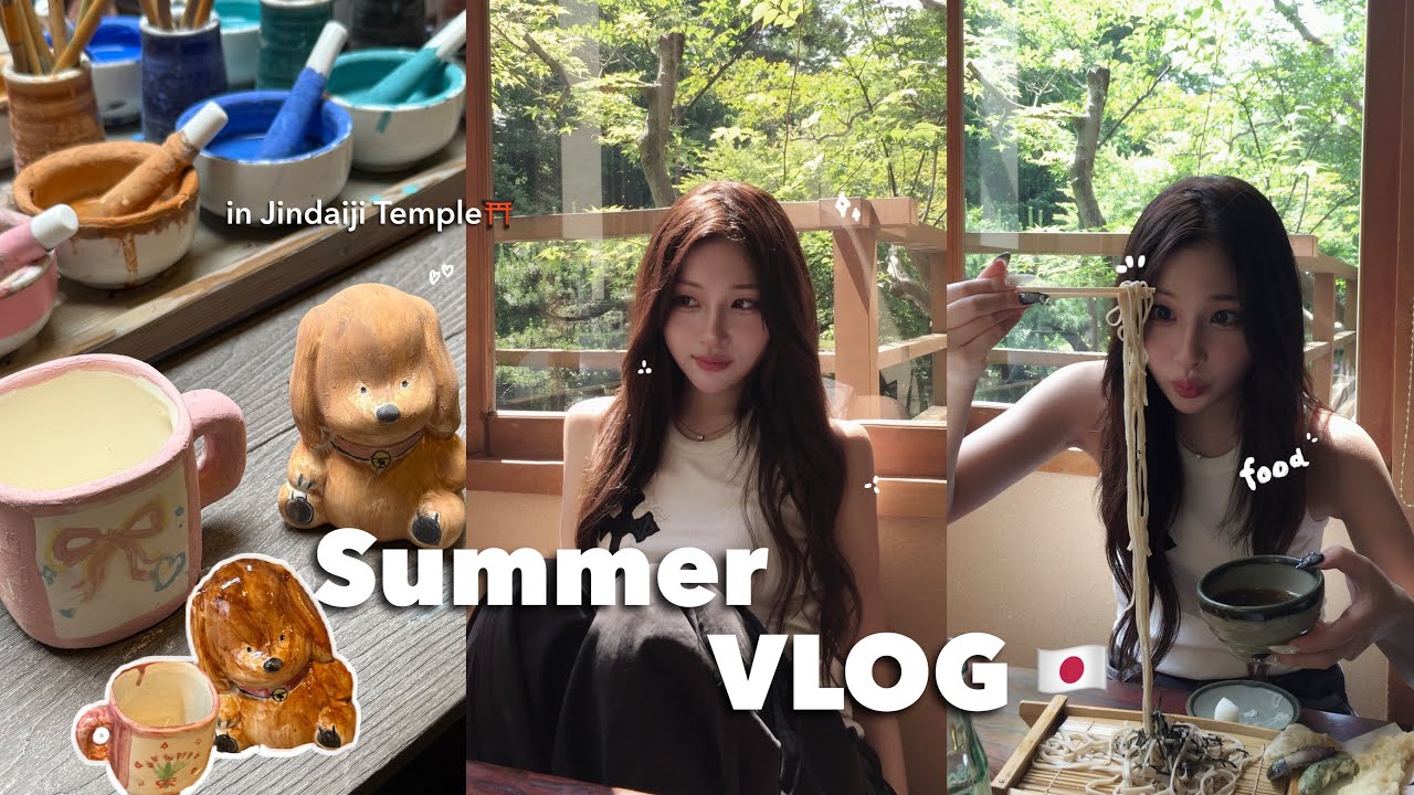 [Vlog] Feeling the early summer in Japan 🇯🇵🔆 Date vlog 👩‍❤️‍👨 in Jindaiji ⛩ Rakuyaki experience 🎨