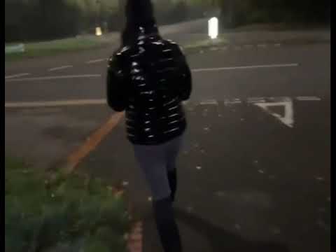 Walking Girl Farts in public at night time