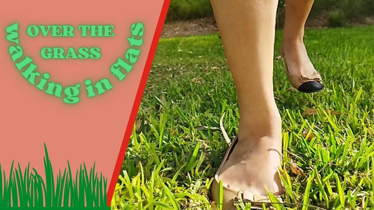 Walking in flats over the grass