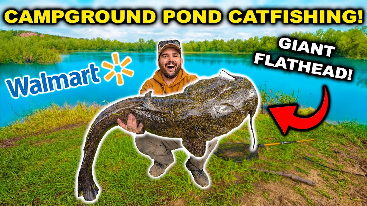 Walmart CATFISHING Challenge at the CAMPGROUND Pond!!! (Banjo Gets Revenge)