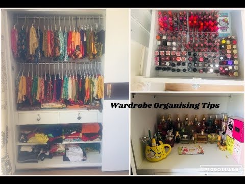 Wardrobe organization Part 1 ||  My makeup Collection and organization || Oraganizing Sarees