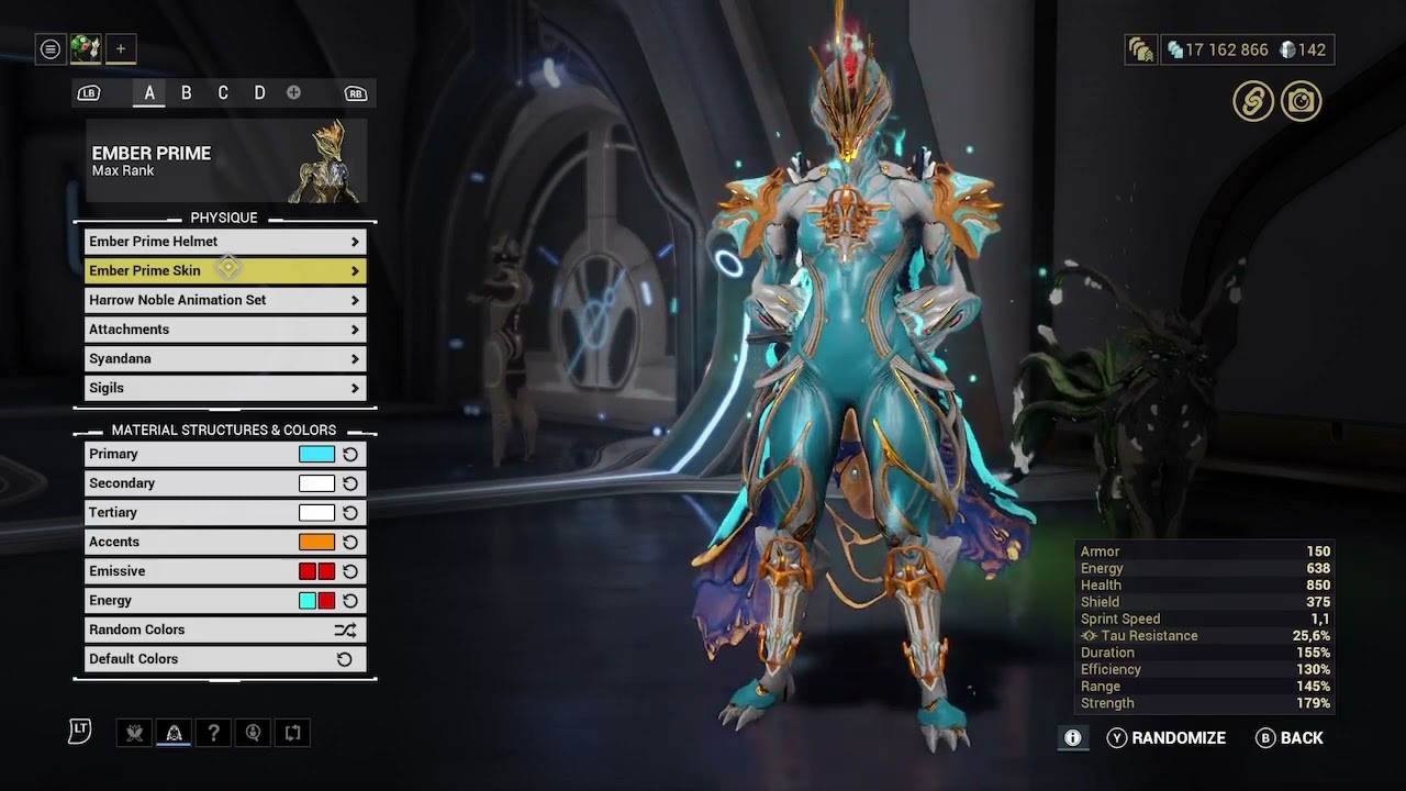 warframe 1st skin EMBER PRIME fashion frame detailed