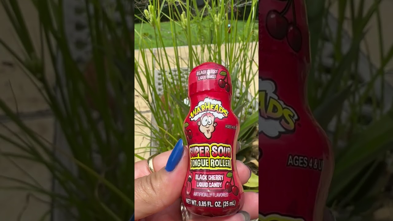 WARHEADS SUPER SOUR TONGUE ROLLER|BLACK CHERRY LIQUID CANDY #shorts #candy #tongue #asmr #warheads