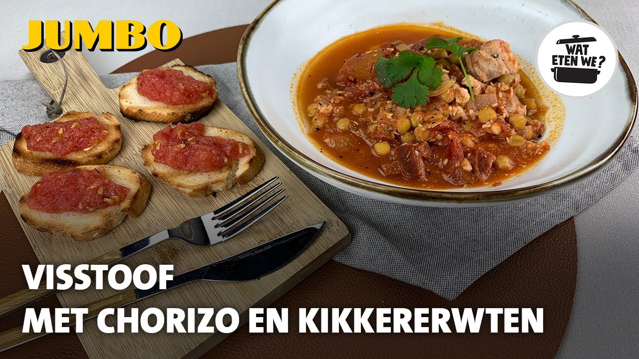 Wat eten we? Visstoof met chorizo en kikkererwten