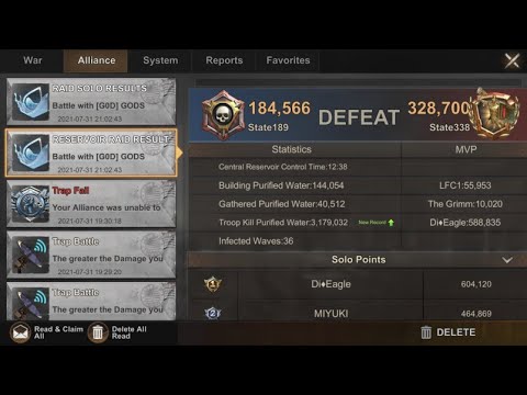 Watch me play State of Survival:  S189 Reservoir Raid TDM vs  S338 GODS