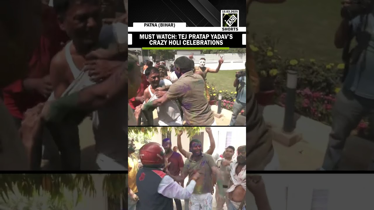 Watch: Tej Pratap Yadav celebrates Holi at his residence